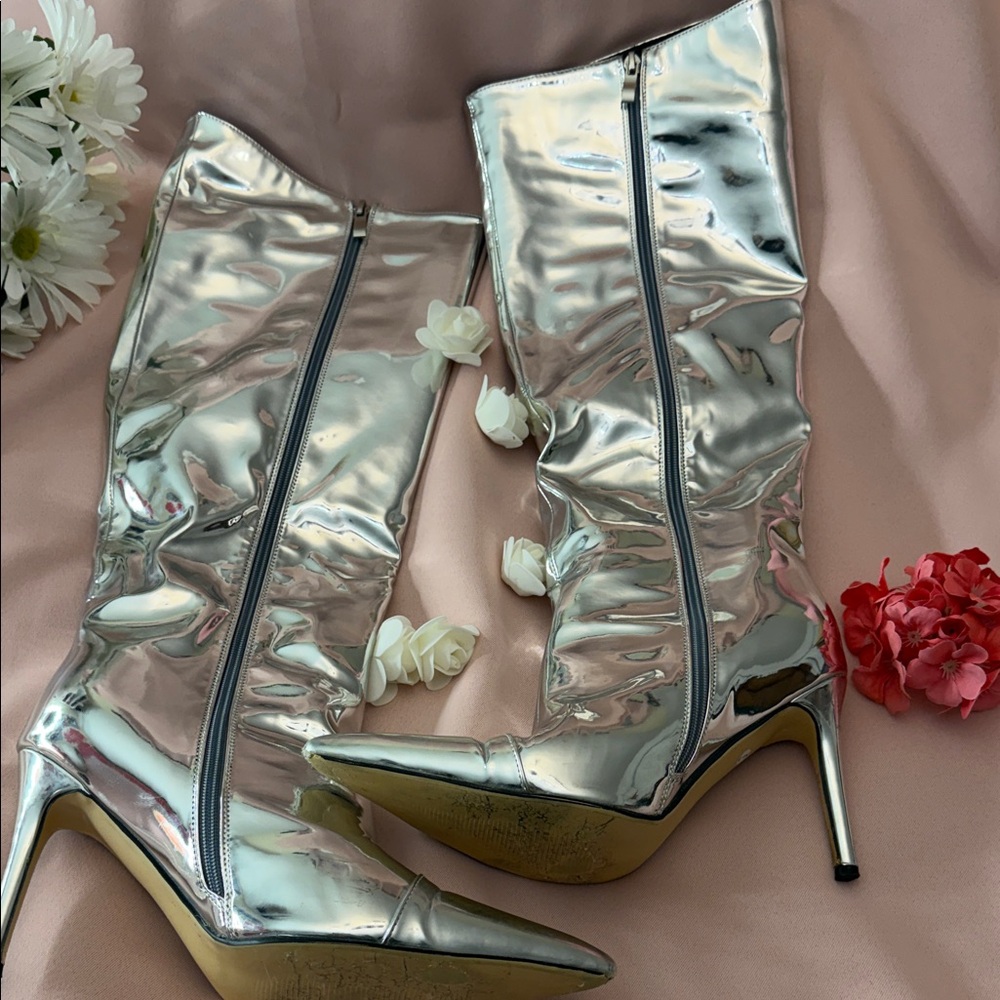 Metallic Stiletto Knee High Boots | Trendy Fall Winter Must Have - Picture 7 of 11